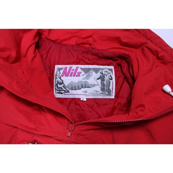 Vintage ski snow jacket half zip anorak red 80s 90s pockets retro European sz 8 - Picture 2 of 3